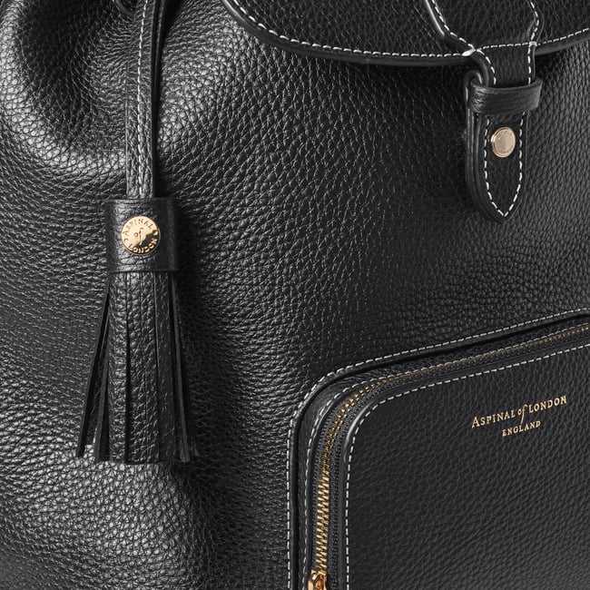 Hudson Small Backpack Black Milled Pebble