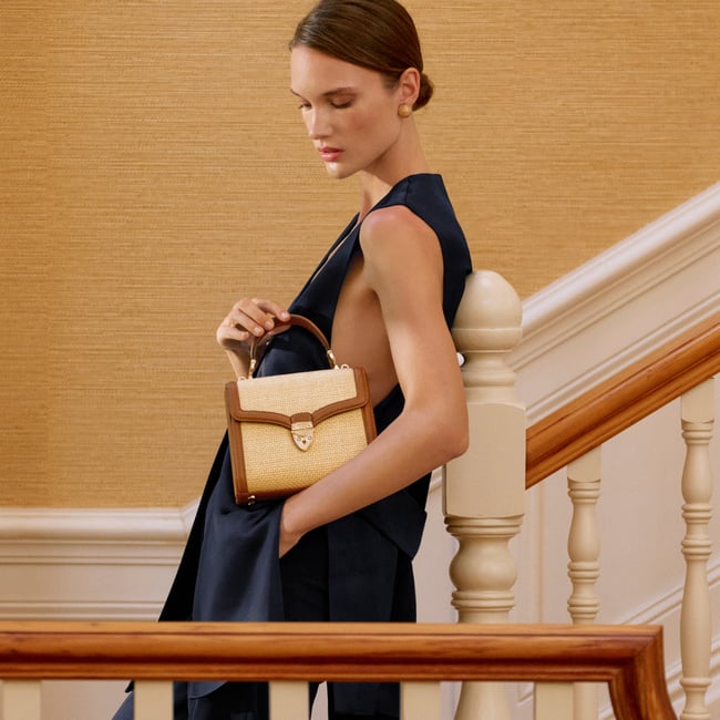 Midi Mayfair® Natural Raffia & Smooth Tan