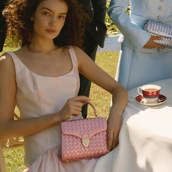 Midi Mayfair® Blush Pink Metallic Woven Leather