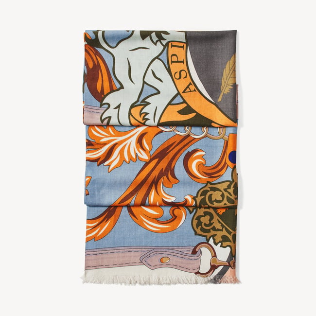Merino & Silk Stole Heritage Blue Signature Shield