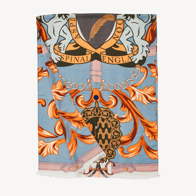 Merino & Silk Stole Heritage Blue Signature Shield