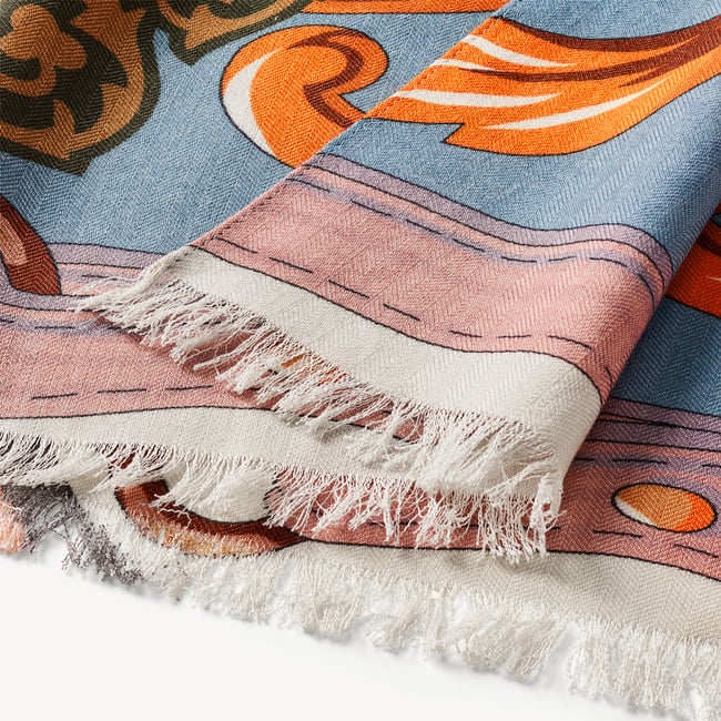 Merino & Silk Stole Heritage Blue Signature Shield