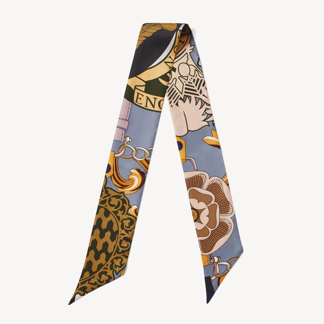 Skinny Silk Scarf Heritage Blue Pure Silk