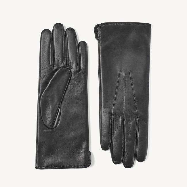 Women's Cashmere Lined Leather Gloves Black Nappa