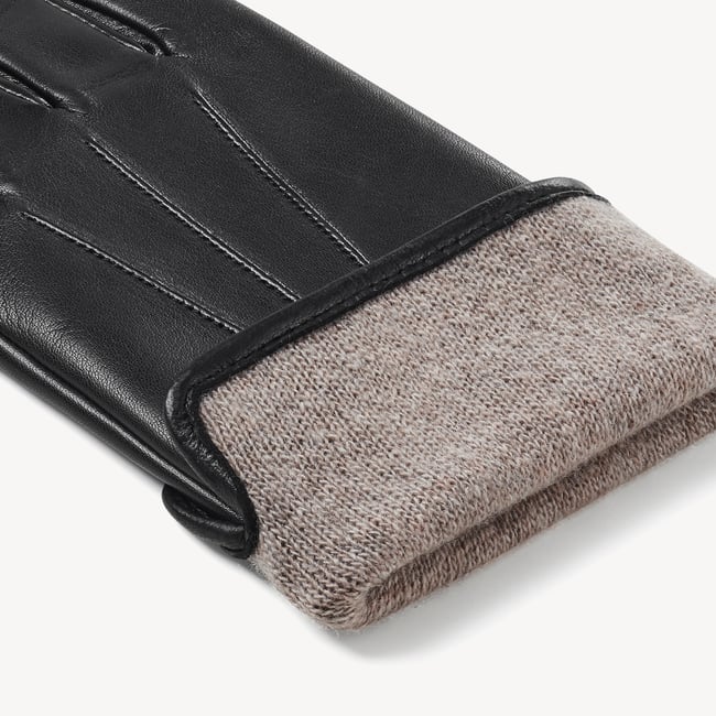 Women's Cashmere Lined Leather Gloves Black Nappa