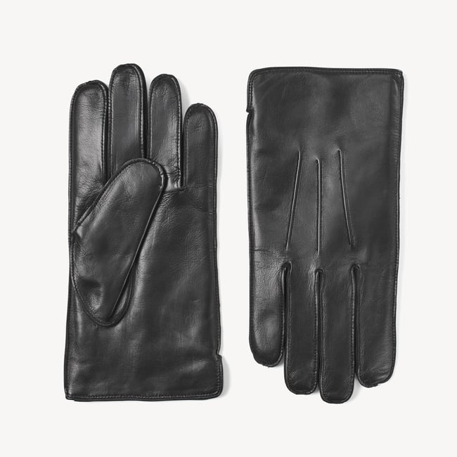 Men's Cashmere Lined Leather Gloves Black Nappa