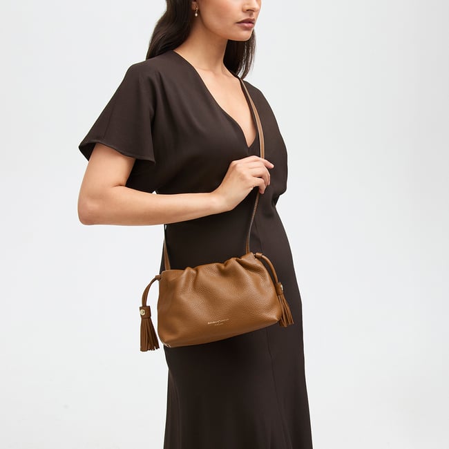 Soho Large Crossbody Pouch Tan Milled Pebble