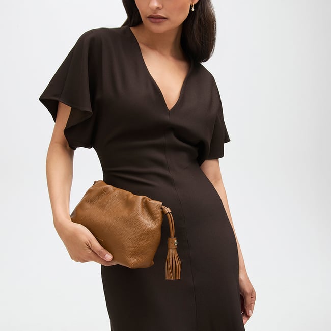 Soho Large Crossbody Pouch Tan Milled Pebble