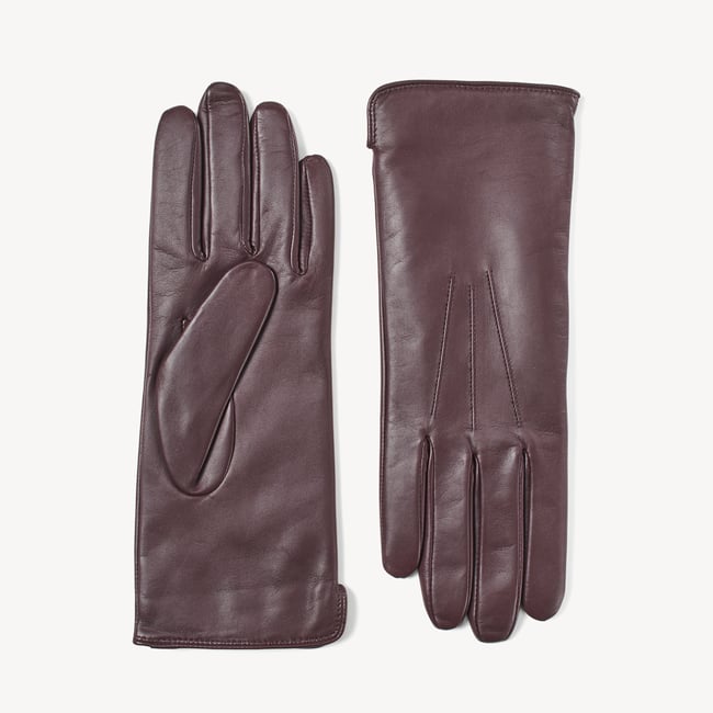 Women's Cashmere Lined Leather Gloves Fig Nappa
