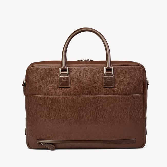 Mount Street Laptop Briefcase Tobacco Pebble