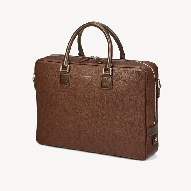 Mount Street Laptop Briefcase Tobacco Pebble