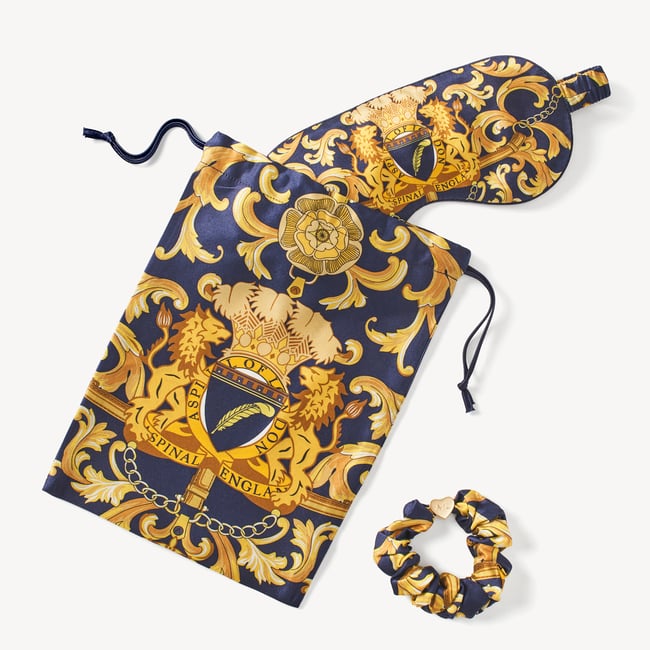 Silk Eye Mask Set Navy Signature Shield Pure Silk