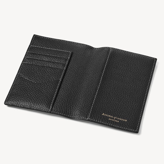Hudson Passport Cover Black Milled Pebble