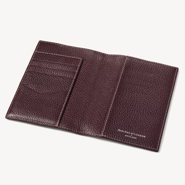 Hudson Passport Cover Wine Milled Pebble