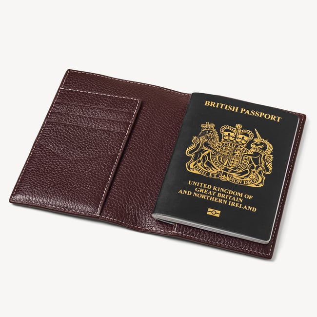 Hudson Passport Cover Wine Milled Pebble