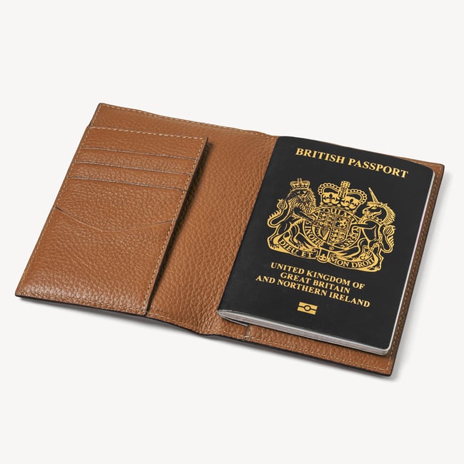 Hudson Passport Cover Tan Milled Pebble