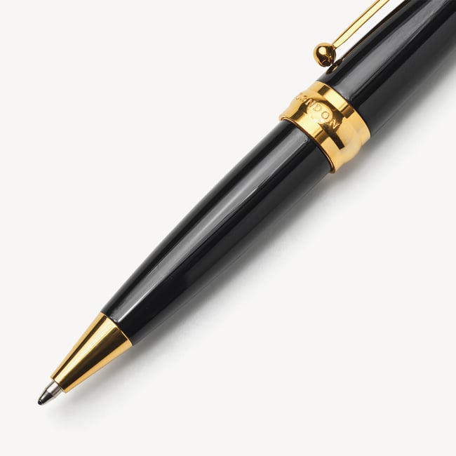 Baby Ballpoint Enamel Pen Black & 18ct Gold Plated