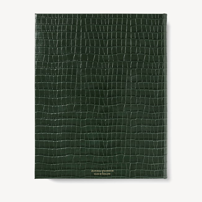 2026 A4 Week to View Leather Diary Deep Shine Evergreen Small Croc