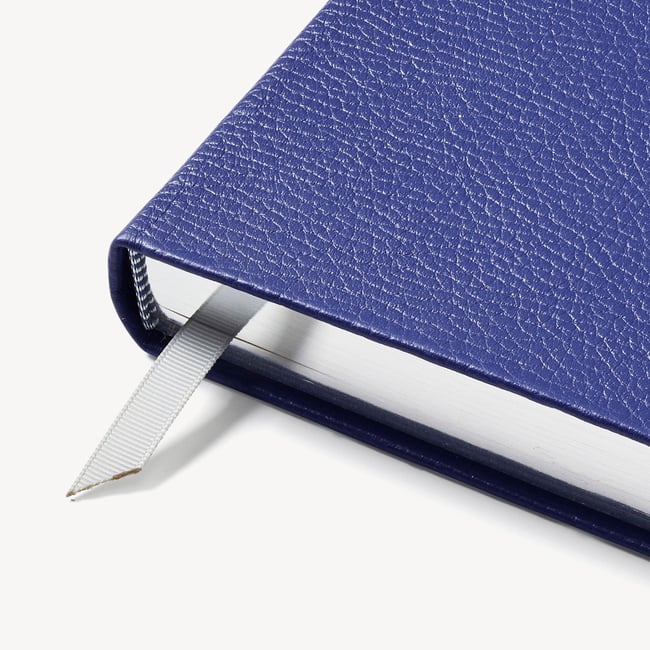 2026 A5 Day to Page Leather Diary Cobalt Blue Pebble