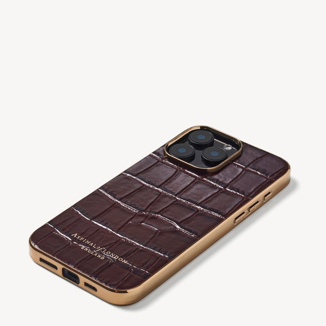 iPhone 15 Pro Max Case Deep Shine Amazon Brown Croc