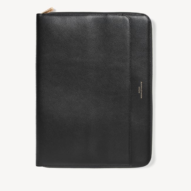 A4 Compact Organiser Padfolio Black Soft Saffiano