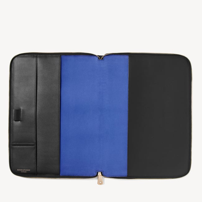 A4 Compact Organiser Padfolio Black Soft Saffiano