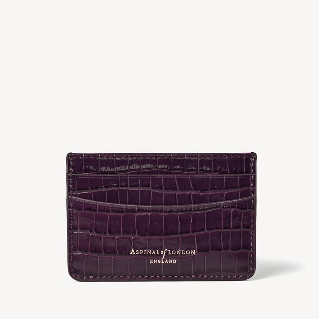 Slim Credit Card Holder Deep Shine Fig Small Croc