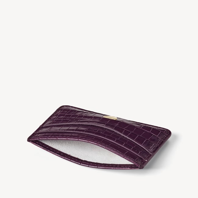 Slim Credit Card Holder Deep Shine Fig Small Croc