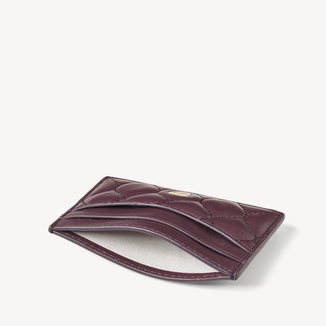 Slim Credit Card Holder Fig Quilted Nappa