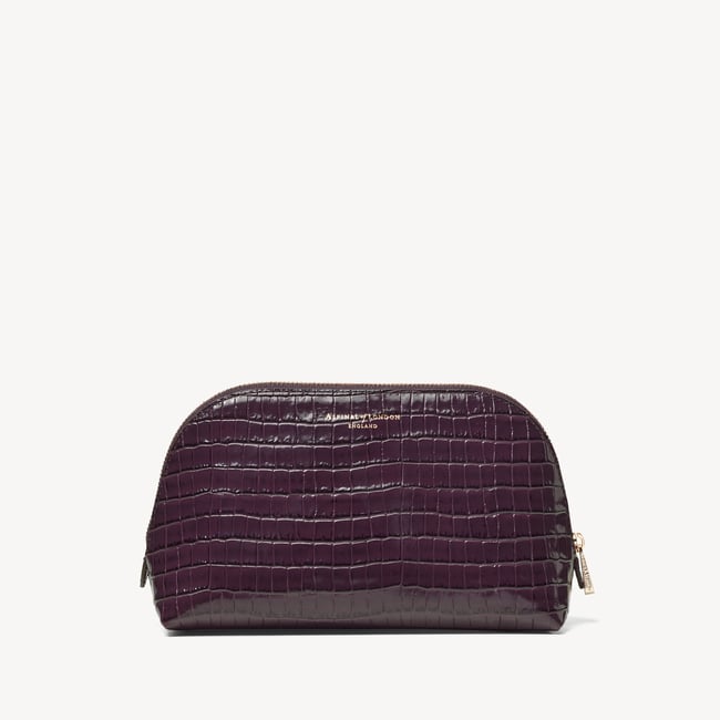 Classic Makeup Case Deep Shine Fig Small Croc