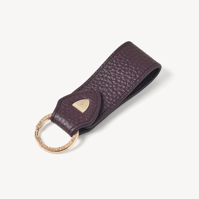 Small Leather Loop Keyring Fig Pebble