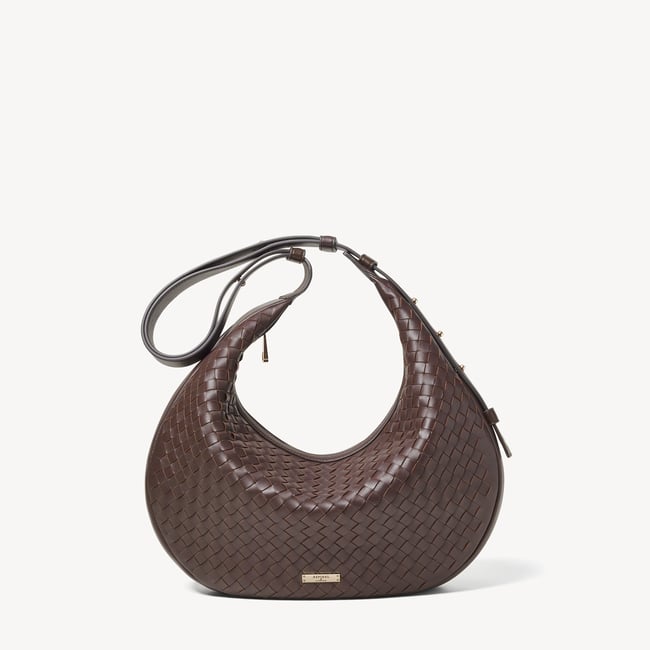 Soho Large Crescent Chocolate Woven Leather