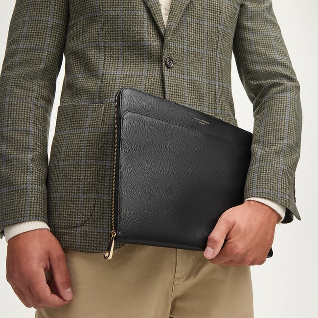 A4 Compact Organiser Padfolio Black Soft Saffiano