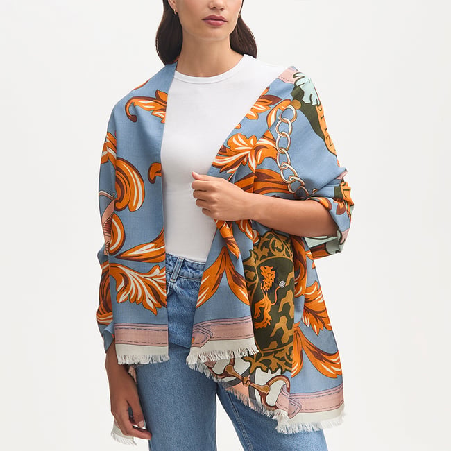 Merino & Silk Stole Heritage Blue Signature Shield