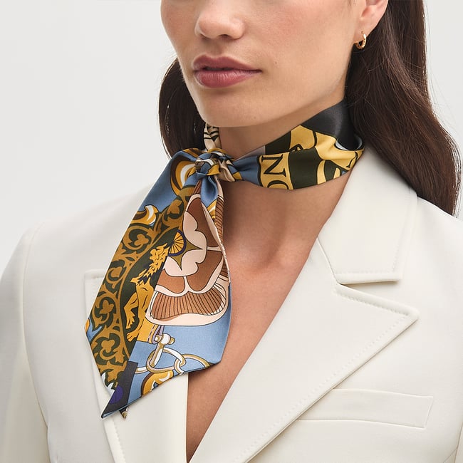 Skinny Silk Scarf Heritage Blue Pure Silk