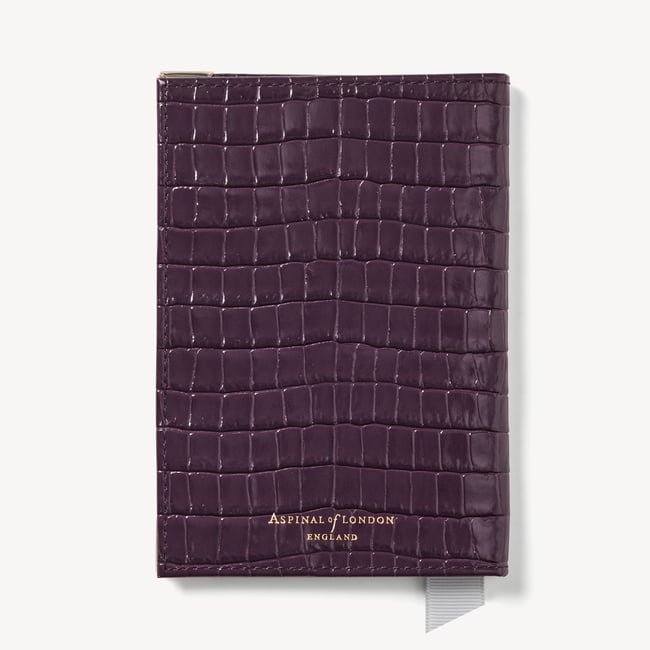 Passport Cover Deep Shine Fig Small Croc