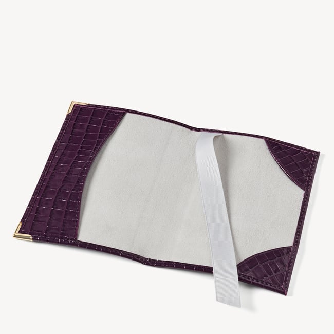 Passport Cover Deep Shine Fig Small Croc
