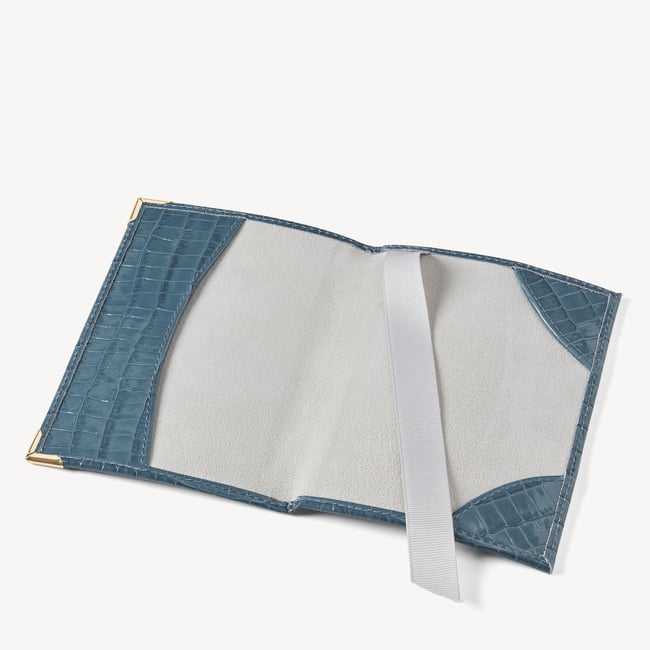 Passport Cover Deep Shine Peacock Blue Small Croc
