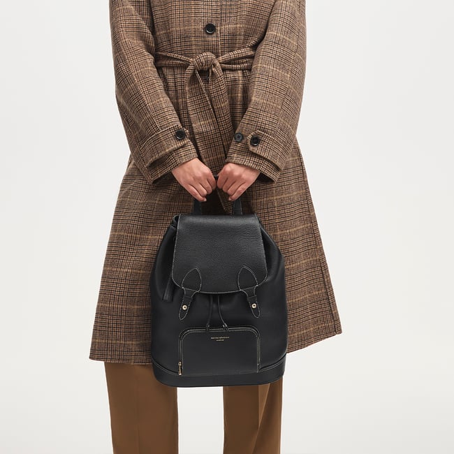 Hudson Medium Backpack Black Milled Pebble