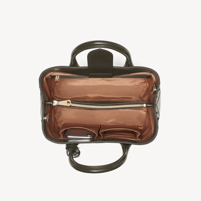Midi London Tote Evergreen Woven Leather
