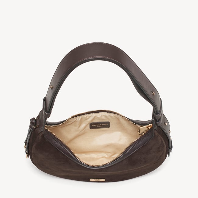 Soho Small Crescent Chocolate Suede