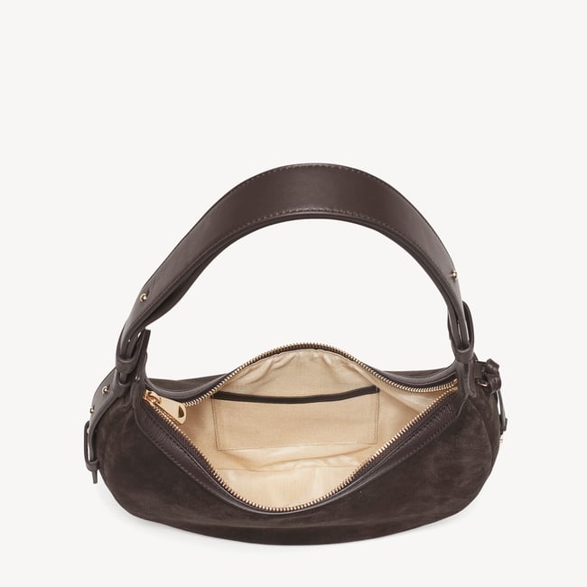 Soho Small Crescent Chocolate Suede