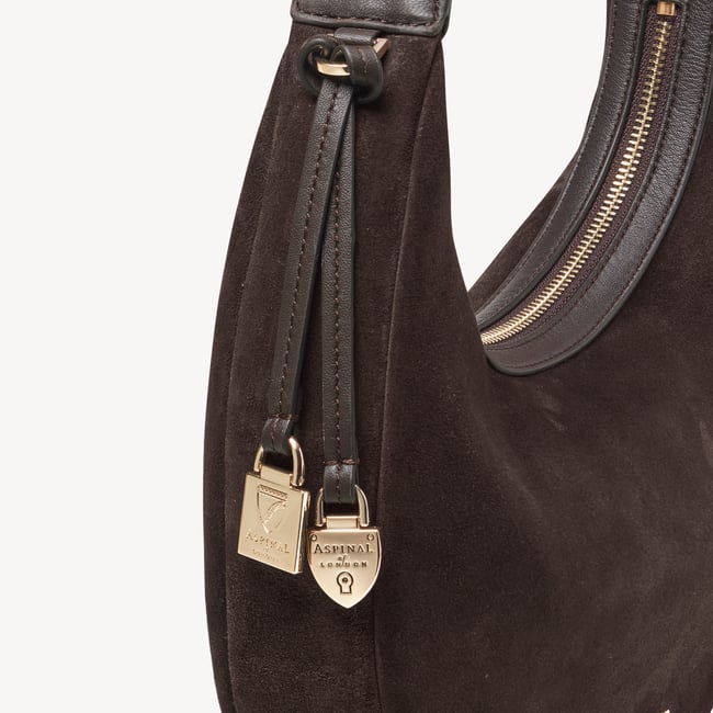 Soho Small Crescent Chocolate Suede