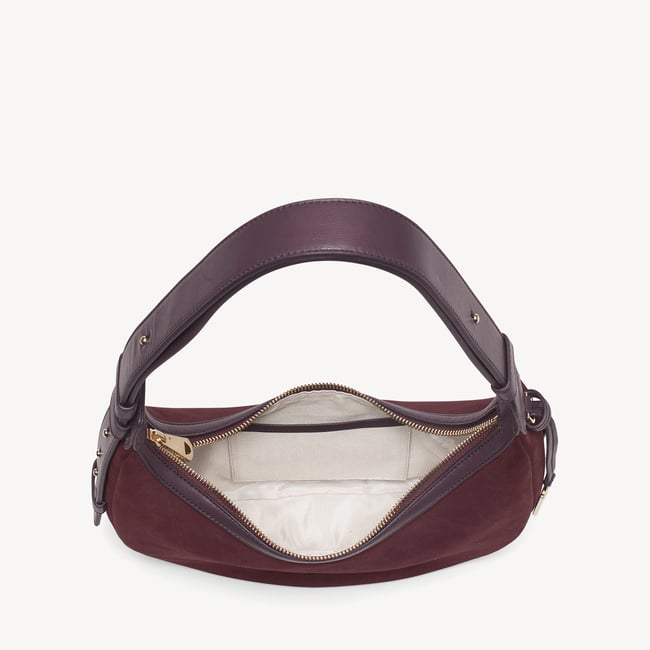 Soho Small Crescent Rich Claret Suede
