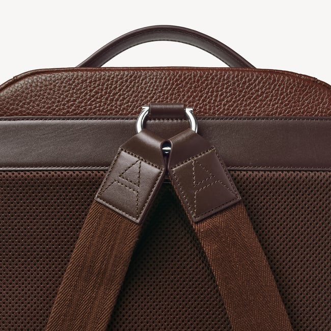 Zipped Leather Backpack Tobacco Pebble