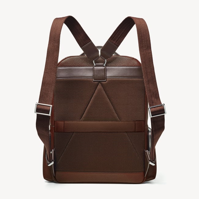 Zipped Leather Backpack Tobacco Pebble