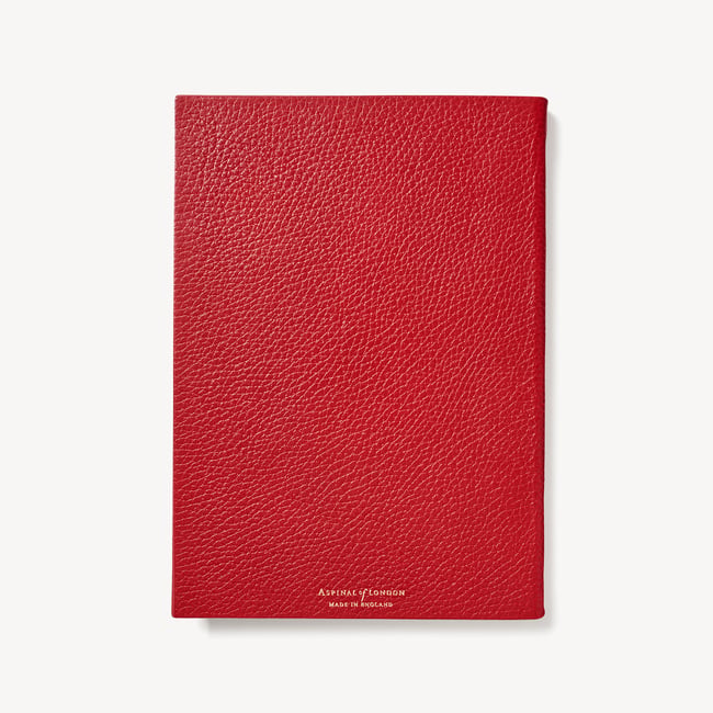 A5 Leather Bound Notebook Cardinal Red Pebble