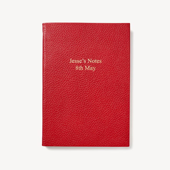 A5 Leather Bound Notebook Cardinal Red Pebble