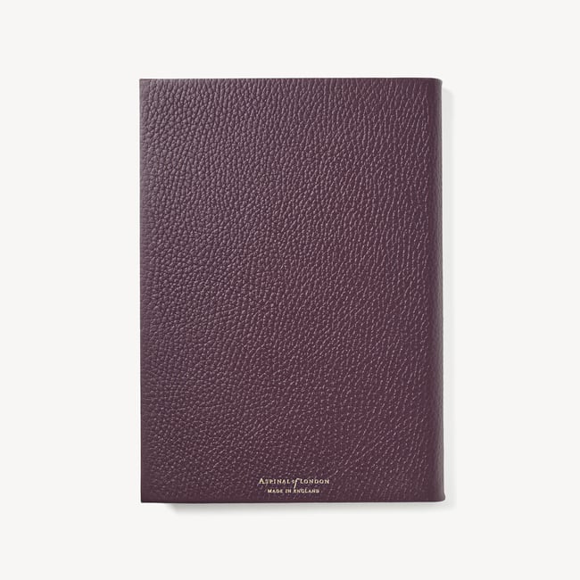 A5 Leather Bound Notebook Fig Pebble
