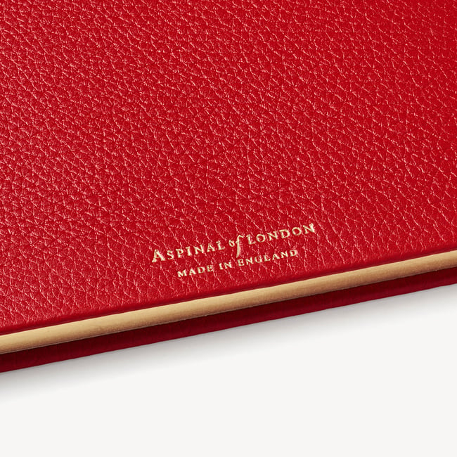 A5 Leather Bound Notebook Cardinal Red Pebble